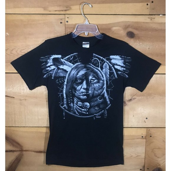 Liquid Blue Dreamcatcher Native American Indian Wolf T-Shirt Mens Size Small - Picture 1 of 12